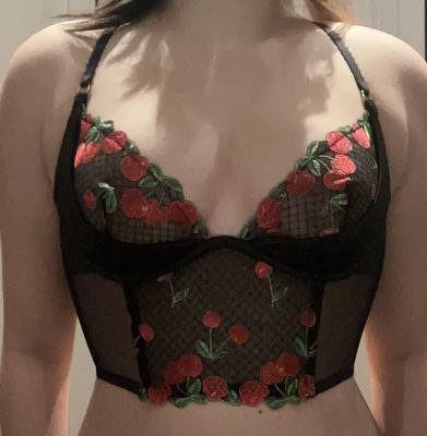 Cherry Embroidery Quarter-Cup Corset Top