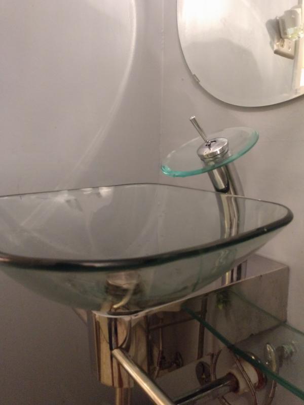 VIGO Waterfall Bathroom Vessel Faucet With Matte Stone™ Disk