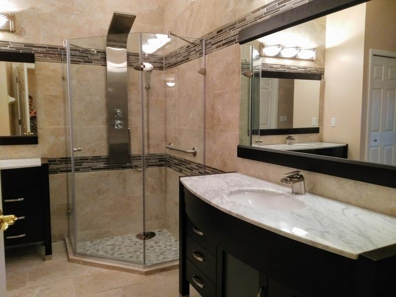 VIGO Piedmont Frameless Neo-Angle Shower Enclosure With Low VIGO Piedmont Frameless Neo-Angle Shower Enclosure With Low