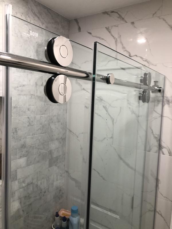 Vigo Frameless Shower Door, Clear/Stainless Steel, 60 W x 74 H