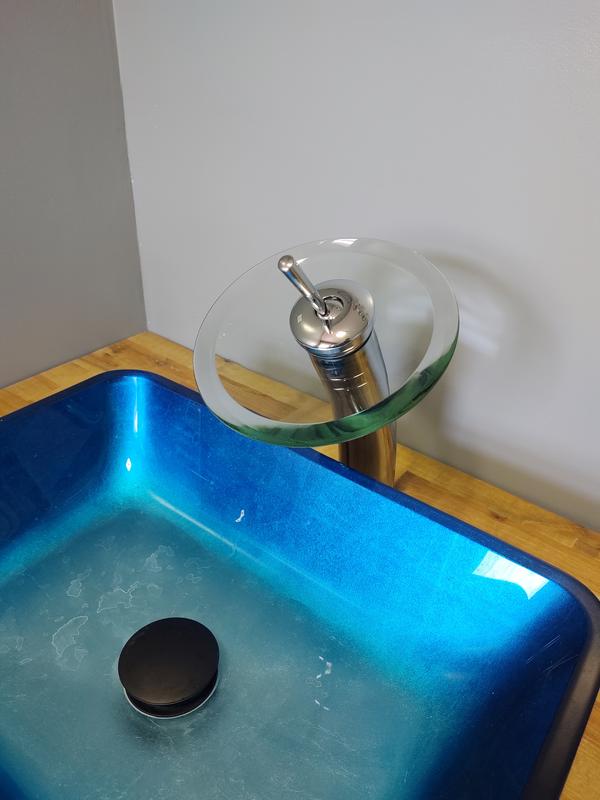 Blue Vessel Sink with Waterfall Faucet Set –