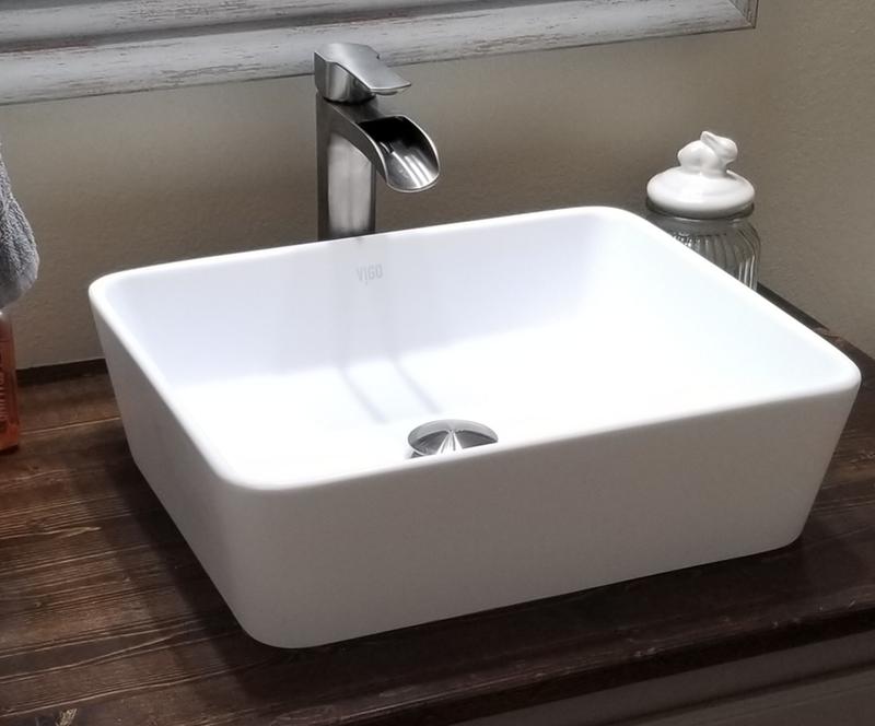 VIGO Montauk Grand Rectangular Matte Stone™ Vessel Bathroom Sink