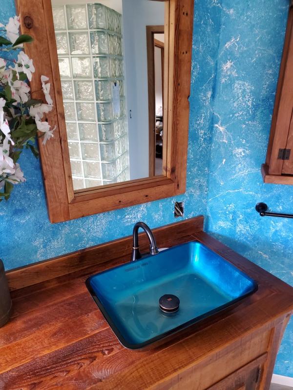 Vigo Rectangular Turquoise Water Glass Vessel Bathroom Sink