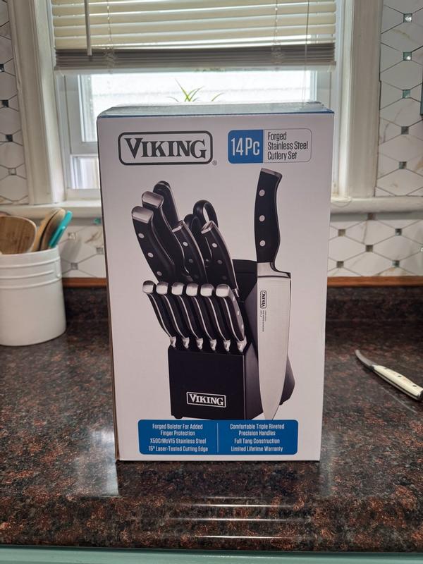 Viking, 14-Piece German Steel Cutlery Block Set | Zola