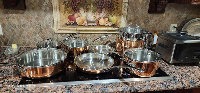 Viking 3-Ply Copper Clad 13-Piece Cookware Set with Glass Lids