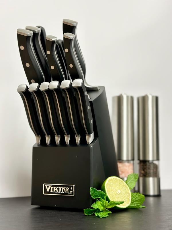 Viking 14-Piece X50CrMoV15 Steel Cutlery Set with Black Block