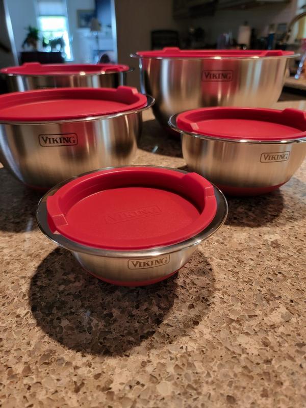 Viking 8-Piece Stainless Steel Mixing Bowl Set with Lids, Teal