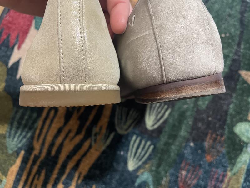 2025 taupe on right; 2026 gold on left. much heavier thicker heel on the gold