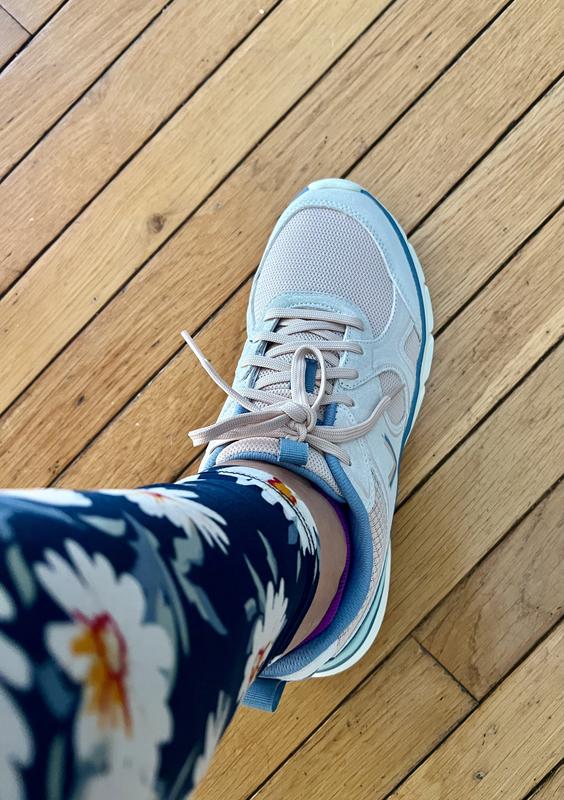 My laces are a little off center here, they're double tied for a walk.