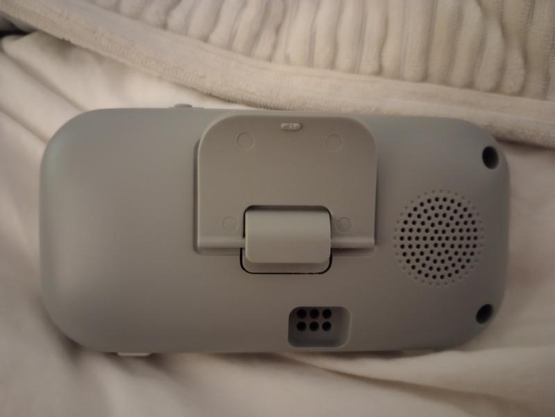 the flattened stand and the speaker