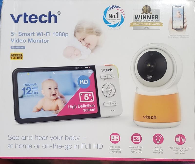 VTech Smart Wi-Fi Video Baby Monitor w/ 5” HC Display and 1080p HD Camera,  Built-in night light, RM5754HD White RM5754HD - Best Buy