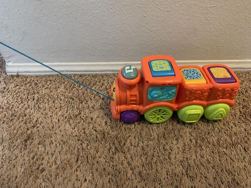 Blue string attached to train