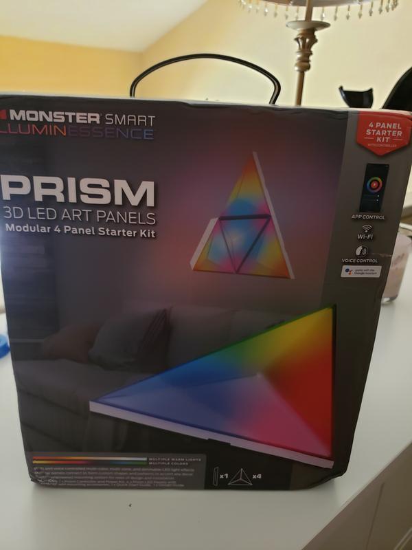 Smart Wifi 3D LED Art Panels, Modular 4-Panel Prism Starter Kit