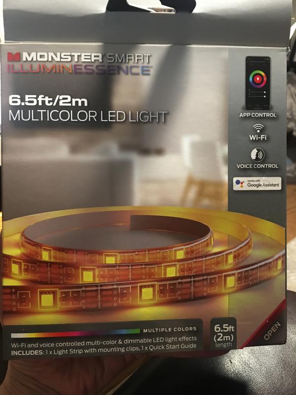 Monster LED Smart 6.5ft Multi-Color Light Strip, Mobile App & Voice  Controlled, USB Plug