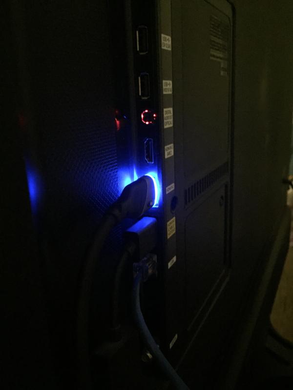 HDMI back of TV. Super Easy to See.