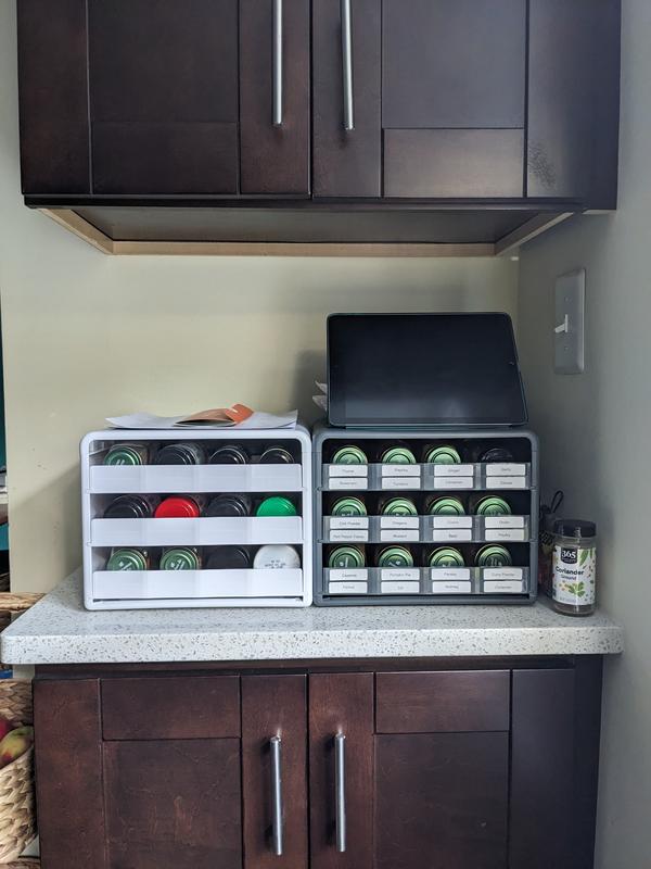 White and gray spice rack