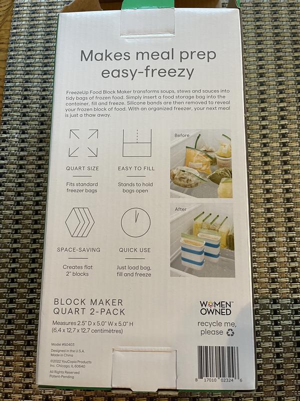 YouCopia FreezeUp Freezer Food Block Maker, 2 Cup, 2-Pack, Meal