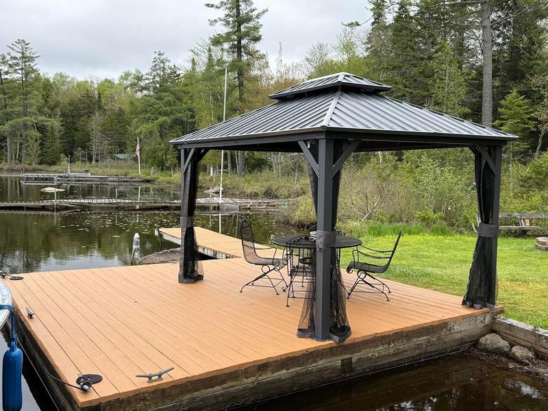 aka_tombo_358❀です✩.*˚ VEIKOUS 12-ft x 14-ft Hardtop Gazebo Rectangle Black Metal