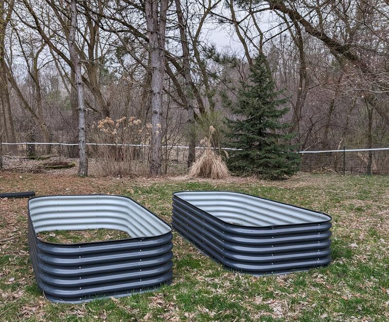 VEIKOUS Dark Gray Galvanized Steel Raised Garden Bed 9-in-1