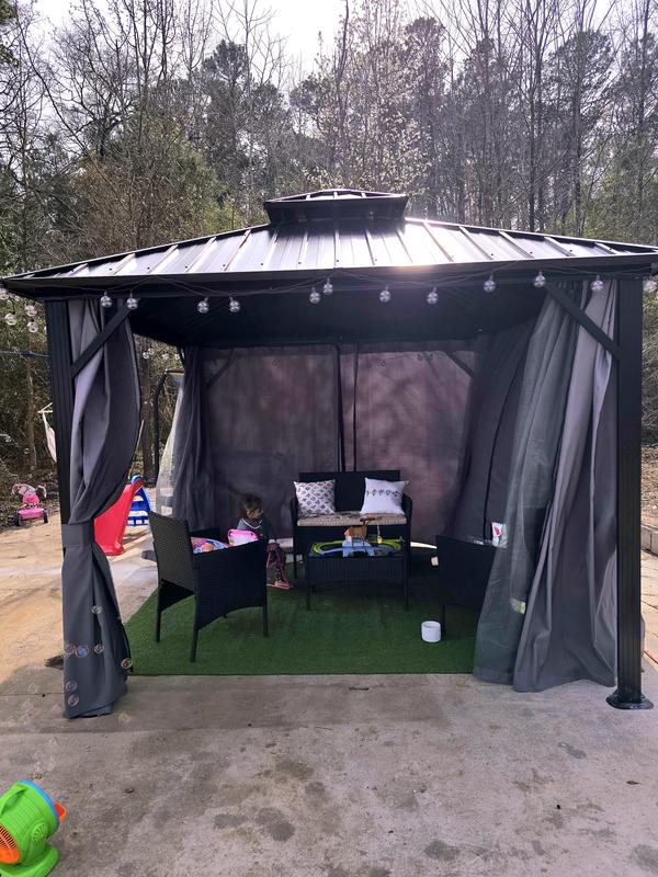 10x10 Gazebo with Double Roof, Aluminum Gazebo for Backyard