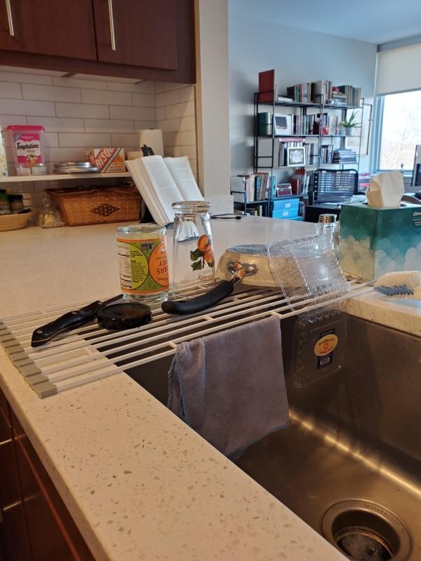 Customer photo for "Works well with my small apartment and farmhouse sink."