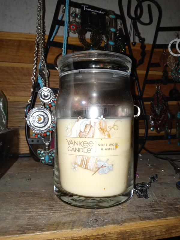 yankee candle candela profumata grande soft wool amber