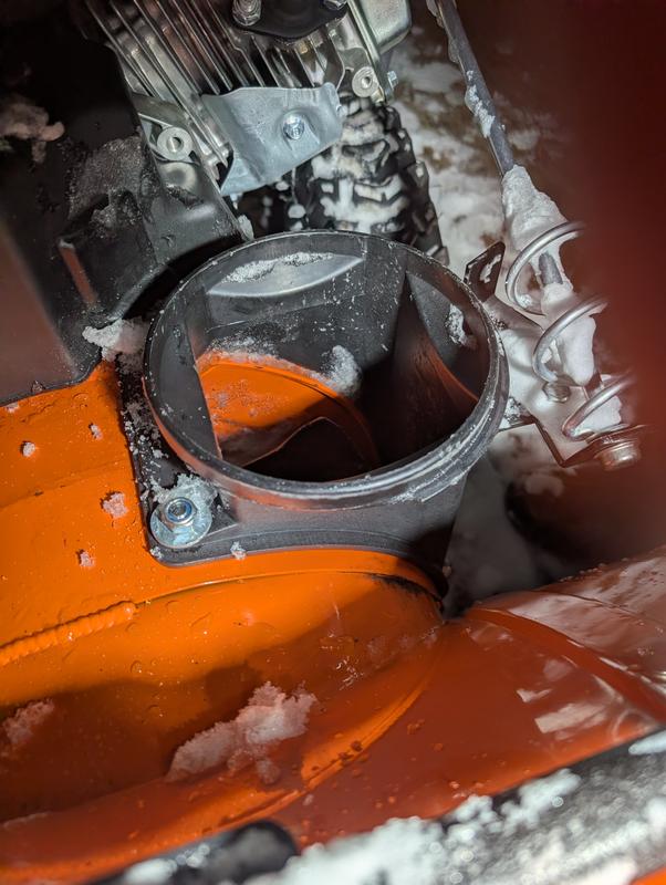Ring snapped off. Chute won't stay on