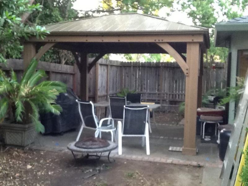 Our Yardistry Gazebo With Custom Bar Top Addition Backyard Gazebo Backyard Patio Backyard