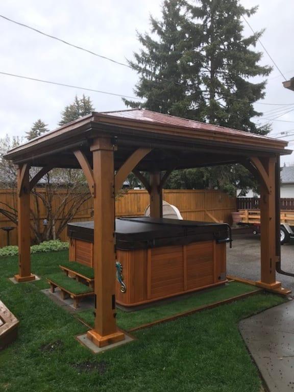 12 X 14 Wood Gazebo With Aluminium Roof Yardistry Structures Gazebos Pavilions And Pergolas