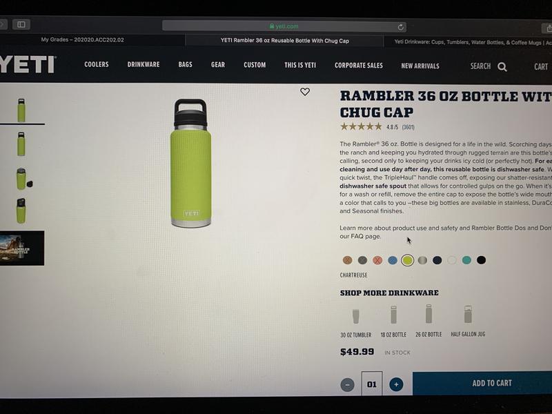 New YETI Chartreuse 26 oz Rambler Bottle With Chug Cap - general