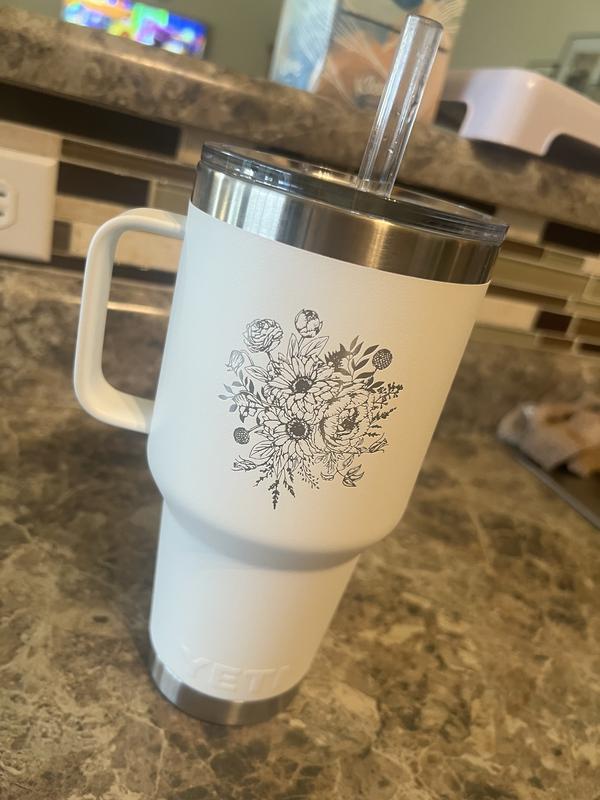 30oz Inside Floral Monogram Laser Engraved on a Yeti Tumbler With Magslide  Lid. Multiple Colors Available 