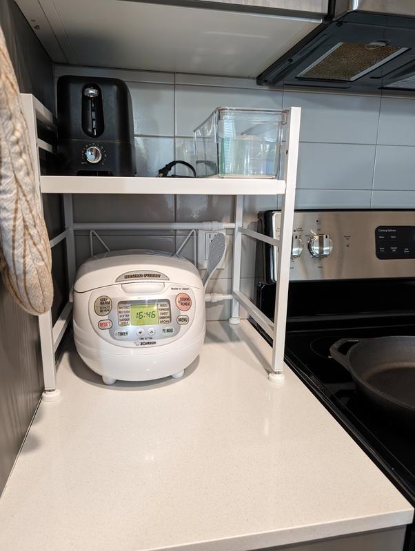 Fits under a microwave rack