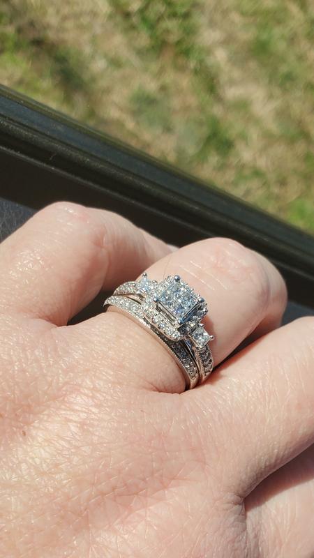 Princess cut quad diamond bridal set store
