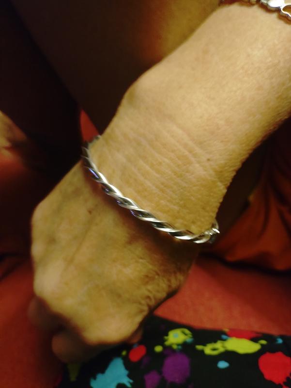 Diamond-Cut Rope Twist Bangle in Hollow Sterling Silver