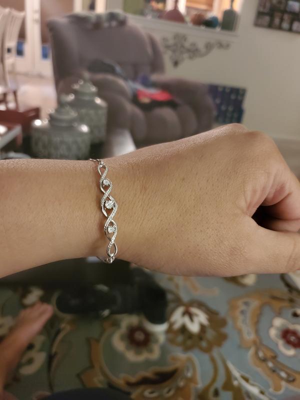 Diamond Accent Three Stone Cascading Infinity Bolo Bracelet