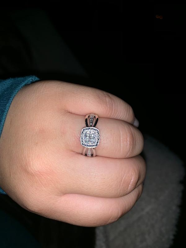 Quad diamond accent square frame promise ring in sterling silver store