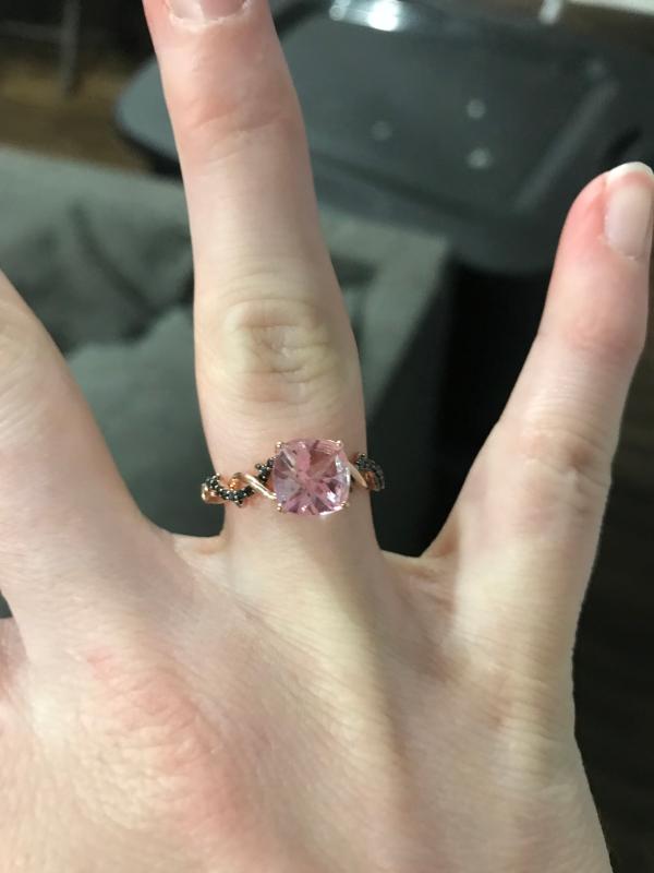 Enchanted Disney Villains Maleficent Pink Topaz and 1 10 CT. T.W. Black Diamond Thorn Ring in 10K Rose Gold Zales