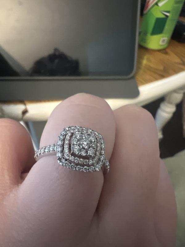 7/8 CT. T.W. Composite Diamond Double Cushion Frame Art Deco