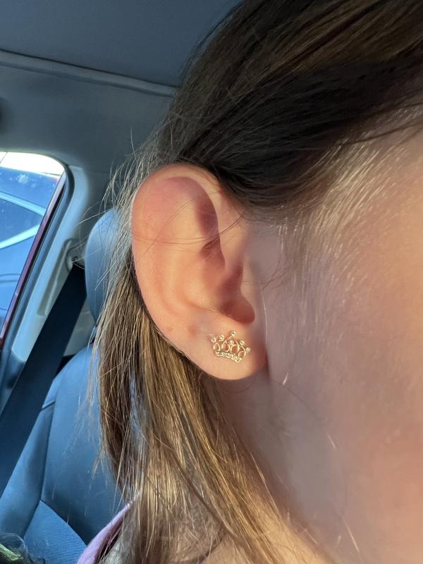 Child's Cubic Zirconia Crown Stud Earrings in 14K Gold | Zales Child's Cubic Zirconia Crown Stud Earrings in 14K Gold | Zales