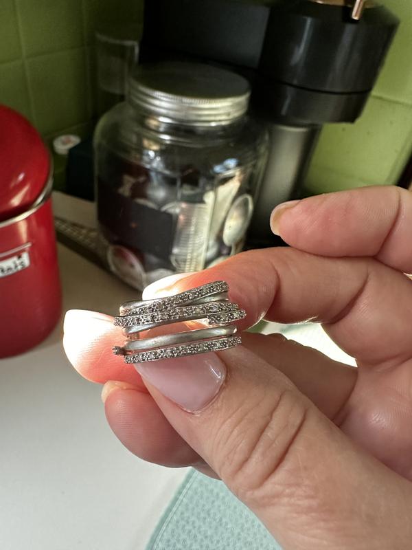 1/4 CT. T.W. Diamond Layered Multi-Row Ring in Sterling