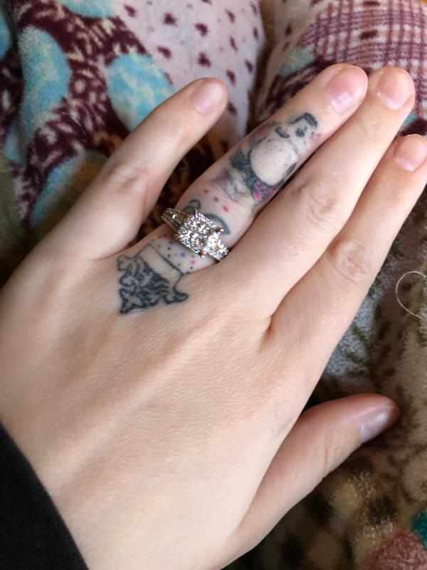 1-1/5 CT. T.W. Quad Princess-Cut Diamond Engagement Ring in