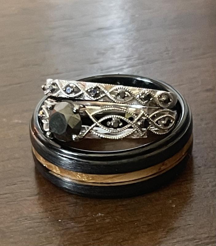 1-3/8 CT. T.W. Black Diamond Vintage-Style Bridal Set in 10K