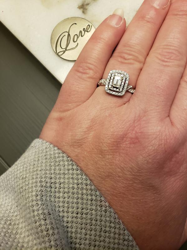 Vera Wang Love Collection 1 CT. T.W. Emerald Cut Diamond Twist Shank Engagement Ring in 14K White Gold Zales