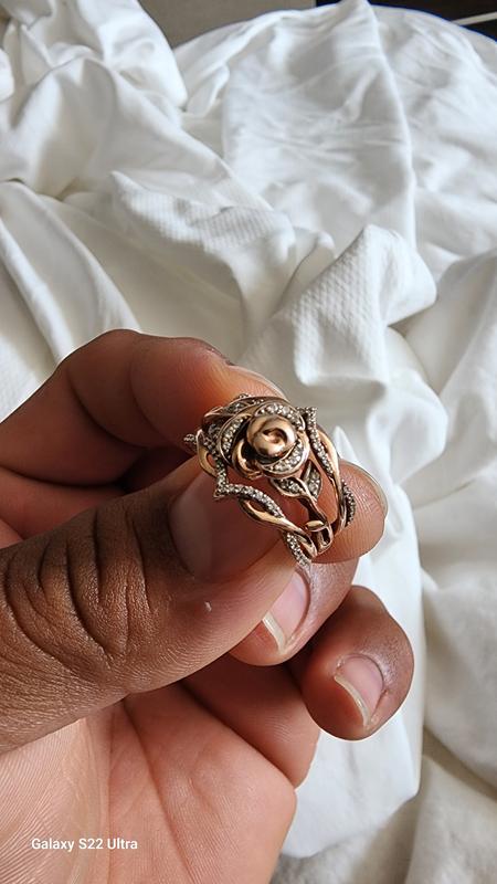 Enchanted Disney Belle 1/10 CT. T.W. Diamond Rose Ring in 10K Rose