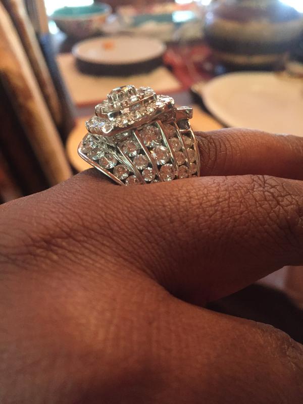 10 CT. T.W. Composite Diamond Double Cushion Frame Multi Row Engagement Ring in 14K White Gold Zales