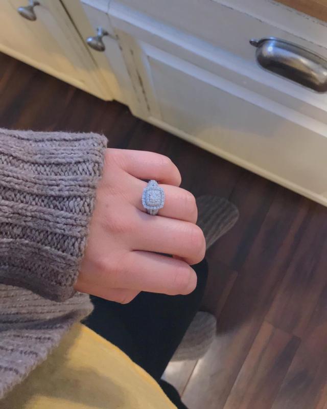 1 CT. T.W. Diamond Double Cushion Frame Vintage-Style
