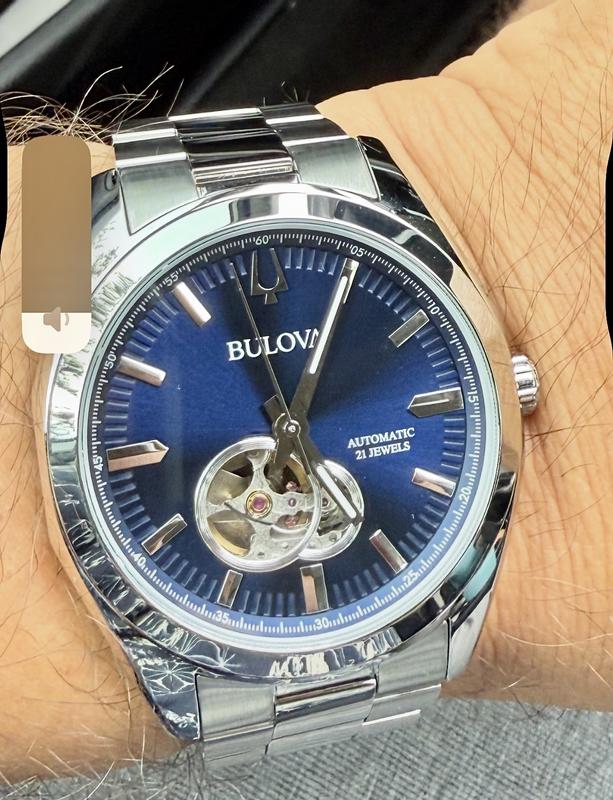 Men's Bulova Surveyor Automatic Watch with Blue Skeleton Dial