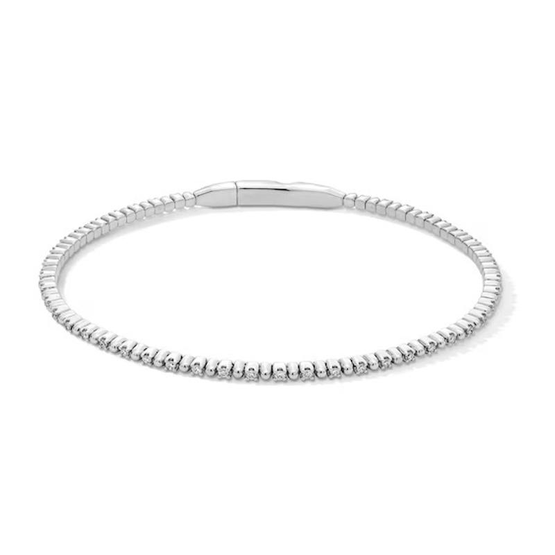 1/2 CT. T.W. Lab-Grown Diamond and Bead Flex Bangle in Sterling