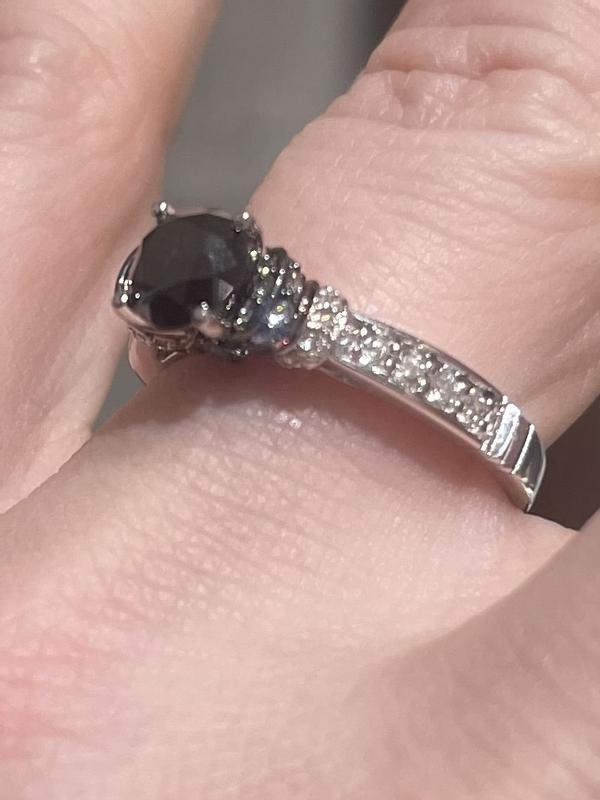 Enchanted Disney Villains Evil Queen 1 1 2 CT. T.W. Black and White Diamond Engagement Ring in 14K White Gold Zales