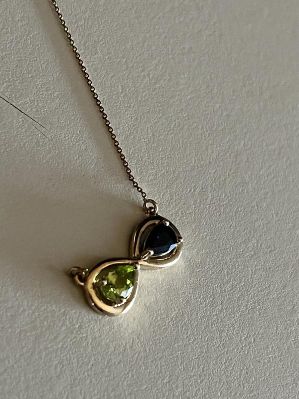 Couple's Pear-Shaped Birthstone Infinity Necklace (2 Stones)